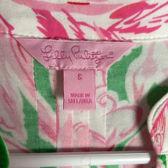 Lilly Pullitzer Pink Flamingo Sarasota Pintuck Tunic Shirt -Size Small - Picture 5 of 11